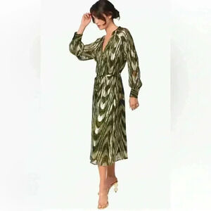 Ciebon Seneca Metallic Long Sleeve Midi Shirtdress